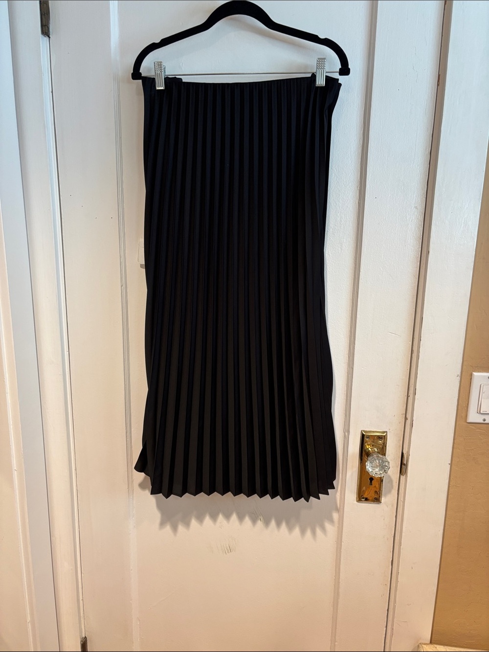 J. Crew Black Pleated Midi Skirt